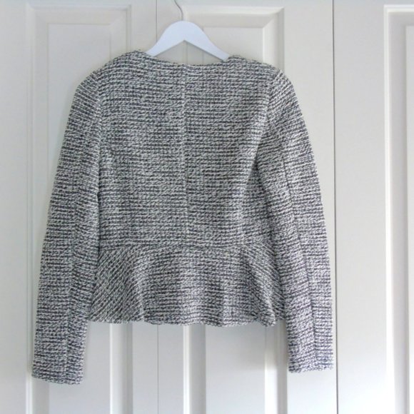 LOFT Black and White Tweed Sweater-Jacket size small - Picture 5 of 8